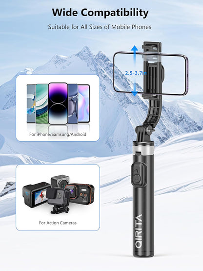 Qirita C13SS Selfie Stick Tripod with Remote 52-Inch Extendable Phone Stand Black