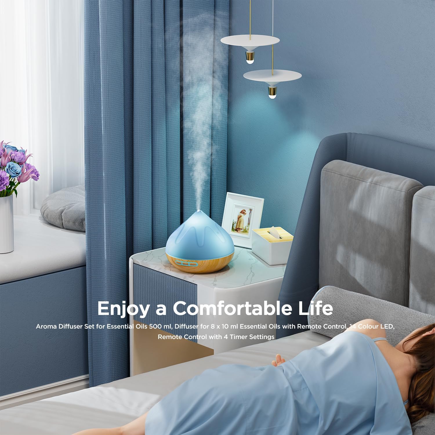 Dynooper 500ml Large Room Aroma Diffuser with Remote & LED Lights