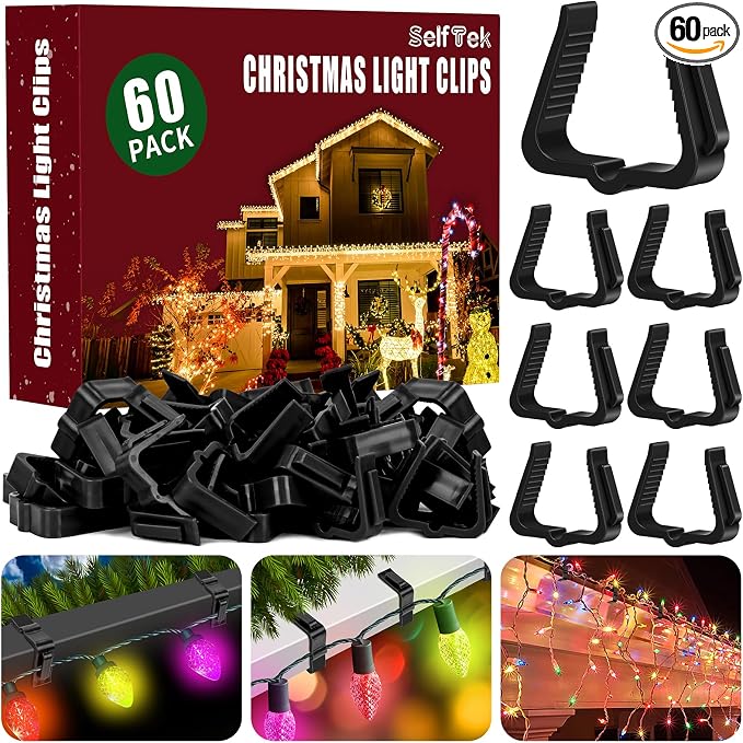 SelfTek YXPSDE1459 Christmas Light Clips Fascia Board Hooks 4.1cm 60 Pcs