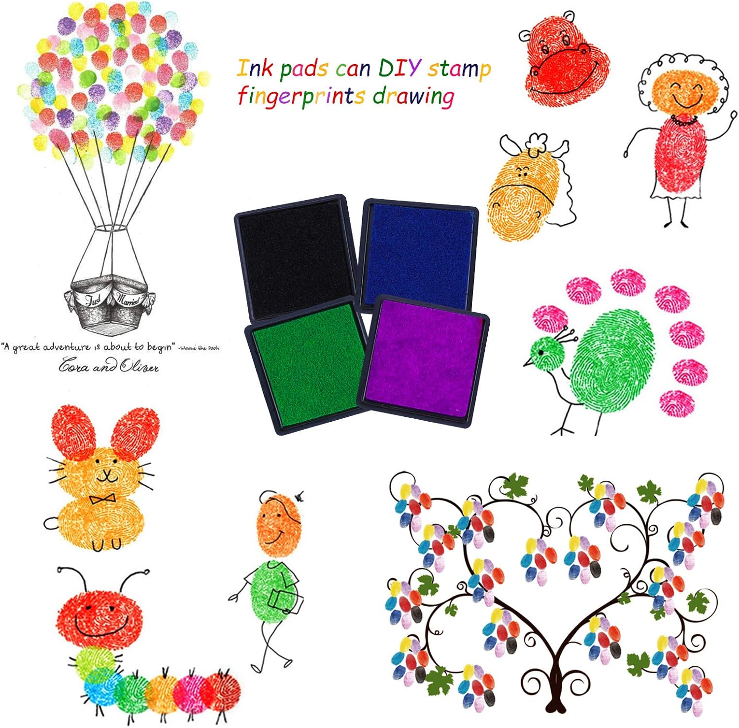 HOWAF 16-Piece Wooden Dinosaur Stamp Set with 4 Ink Pads for Kids