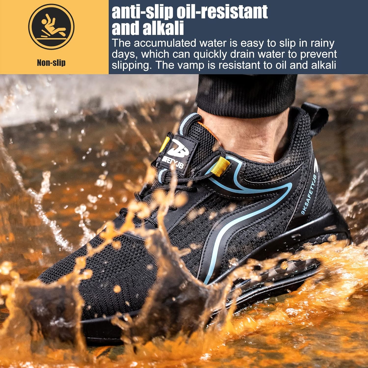 OBQcare Lightweight Breathable Steel Toe Safety Work Shoes