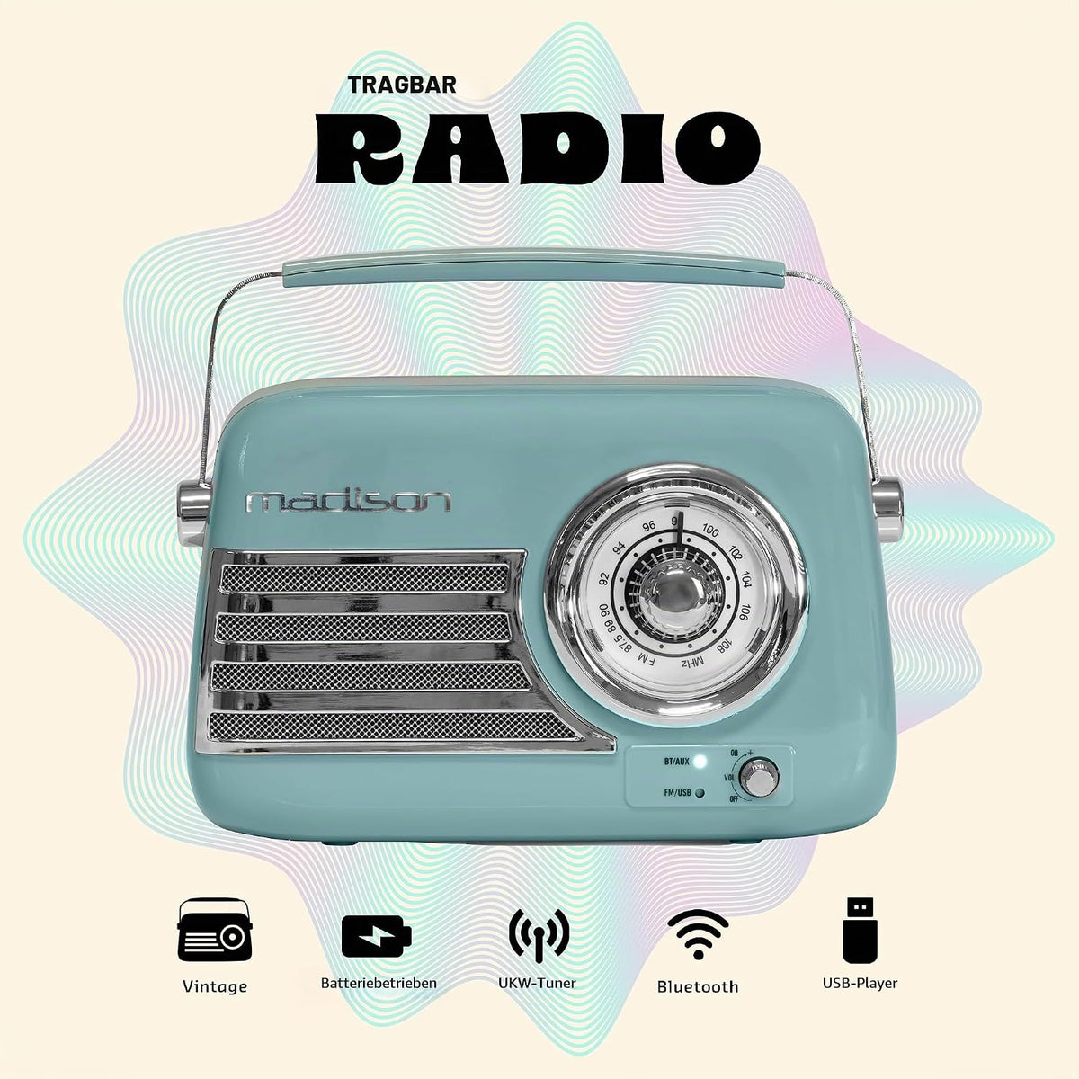 Madison Freesound-VR40BLU Retro Radio 30W