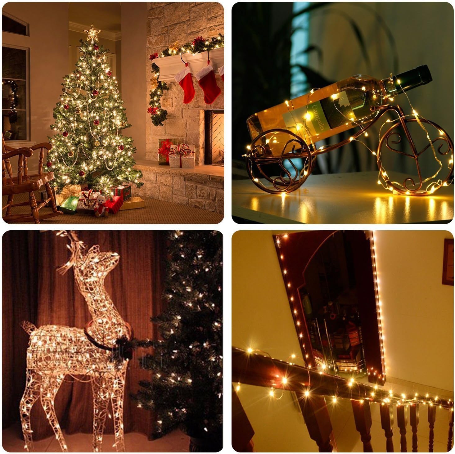 BXROIU 2 x 20LEDs Fairy Lights Battery Operated 2 Mode Silver Wire 6.6Ft Chains String Lights for Bedroom Christmas Party Decoration