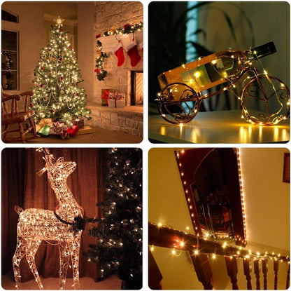 BXROIU 2 x 20LEDs Fairy Lights Battery Operated 2 Mode Silver Wire 6.6Ft Chains String Lights for Bedroom Christmas Party Decoration