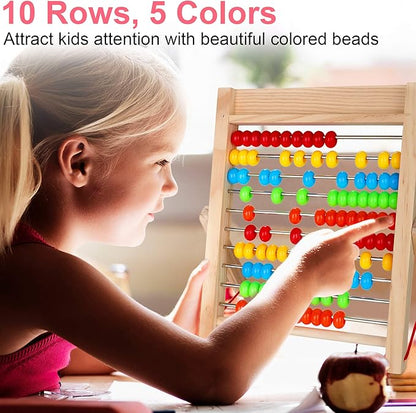 Bestdon Wooden Calculator Slider Abacus with Multicolour Beads