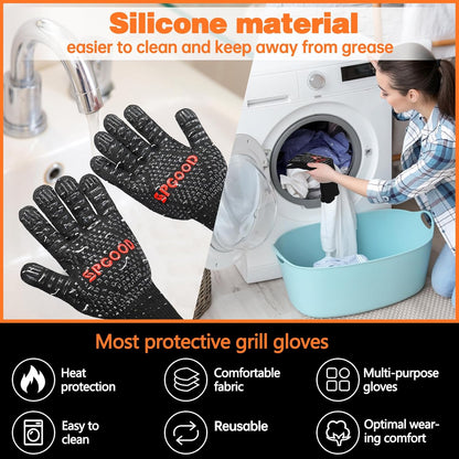 SSPGOOD High Quality BBQ Grill Gloves Oven Gloves washable material