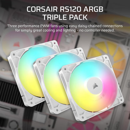 Corsair RS120 ARGB 120mm PWM Triple Fan Pack – White