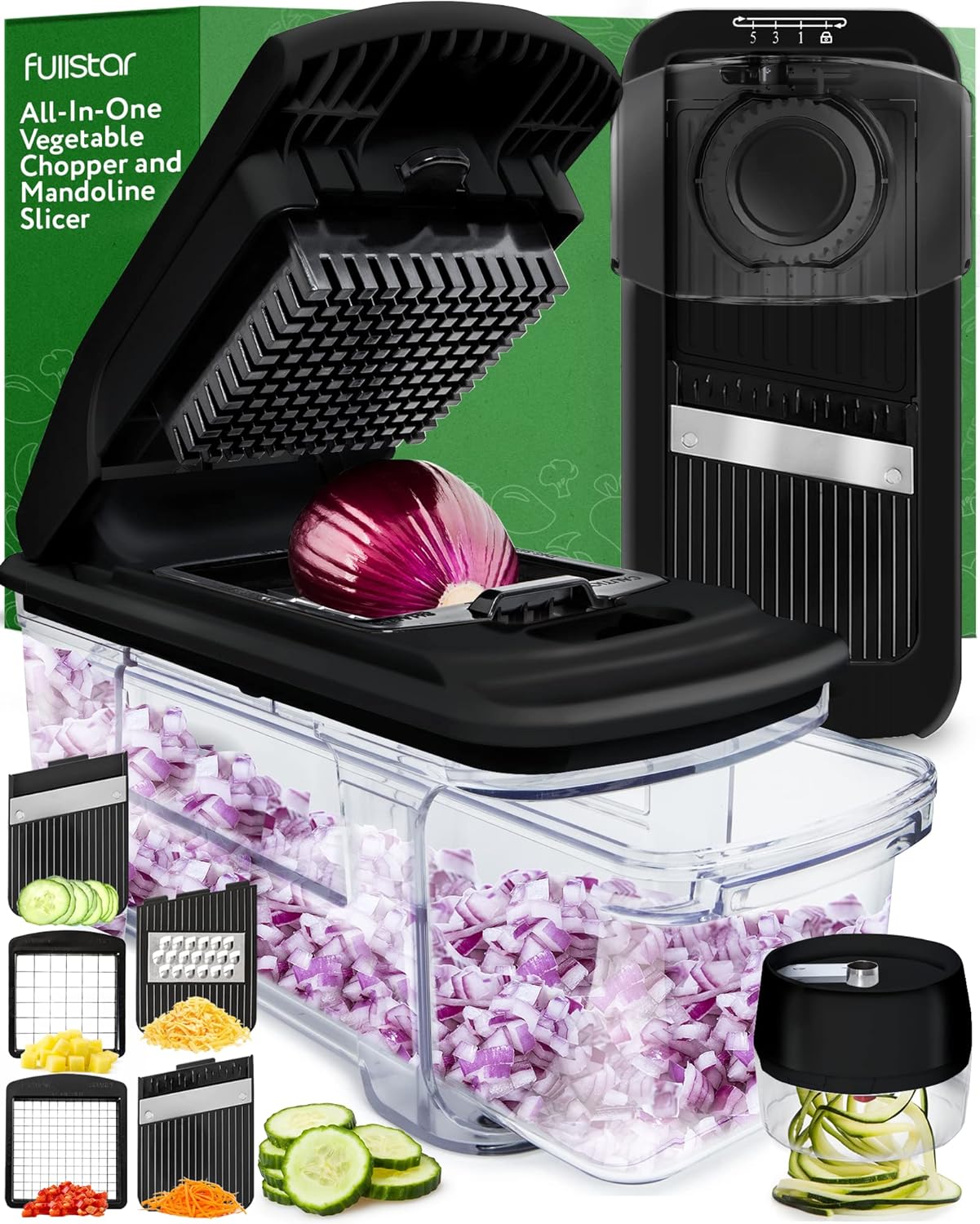 Fullstar 11-in-1 Stainless Steel Vegetable Chopper & Spiralizer
