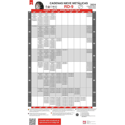 VIP RD9 Metal Snow Chains 9mm Size 80 with Gloves