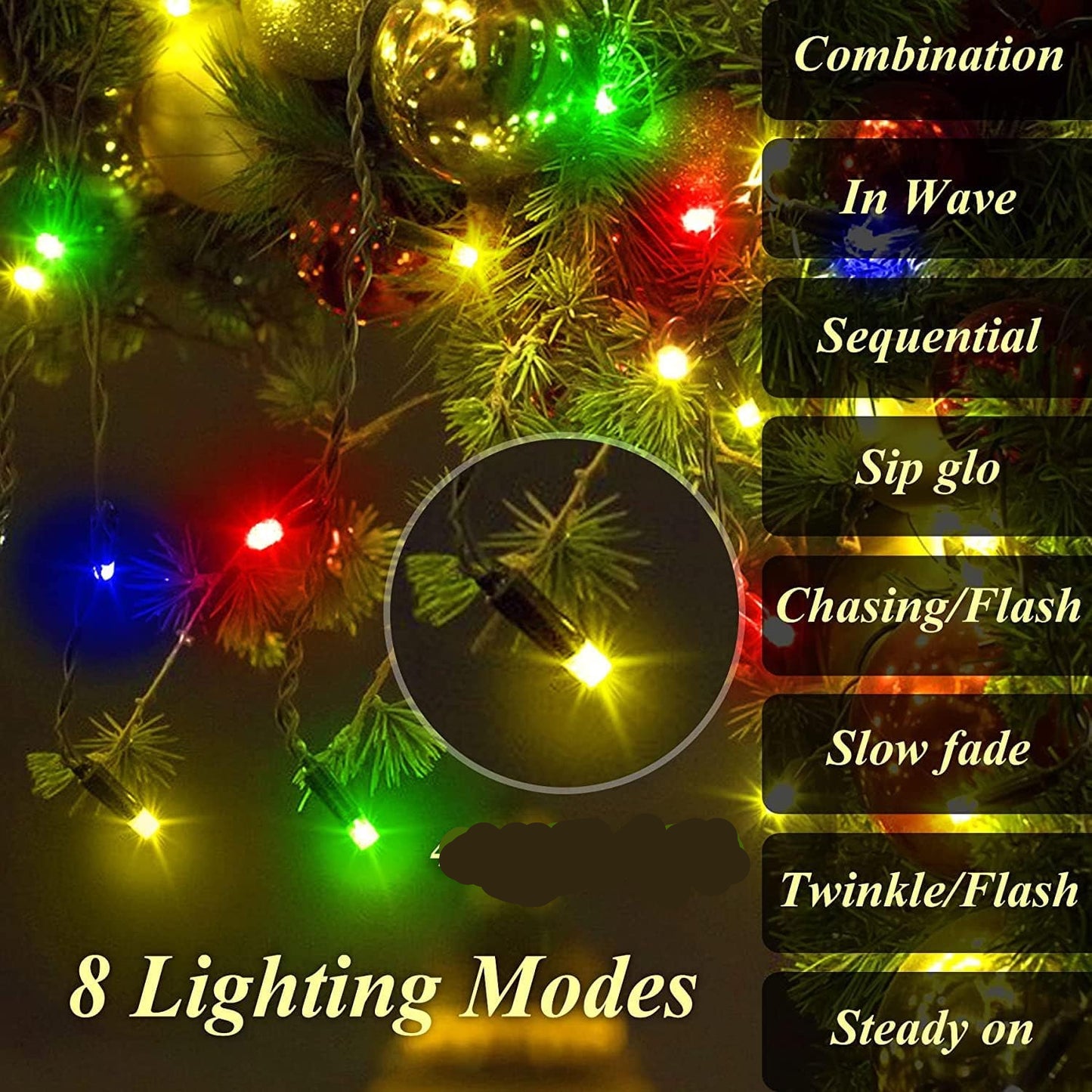 Locinoe 400 LED Christmas Tree Lights 2M x 16 Lines 8 Modes IP44 Waterproof Multicolor