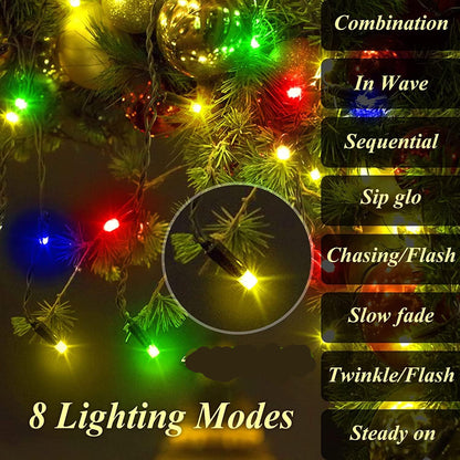 Locinoe 400 LED Christmas Tree Lights 2M x 16 Lines 8 Modes IP44 Waterproof Multicolor