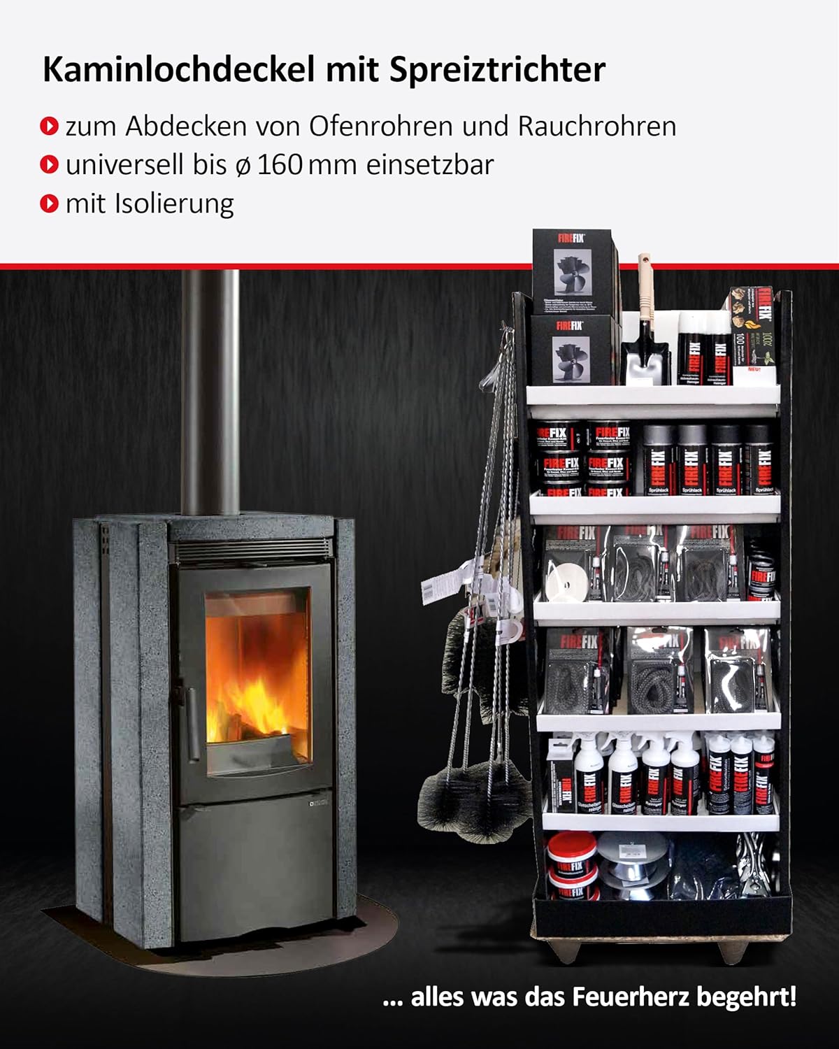 FIREFIX Adjustable Chimney Hole Cover with Expansion Funnel 160mm Diameter