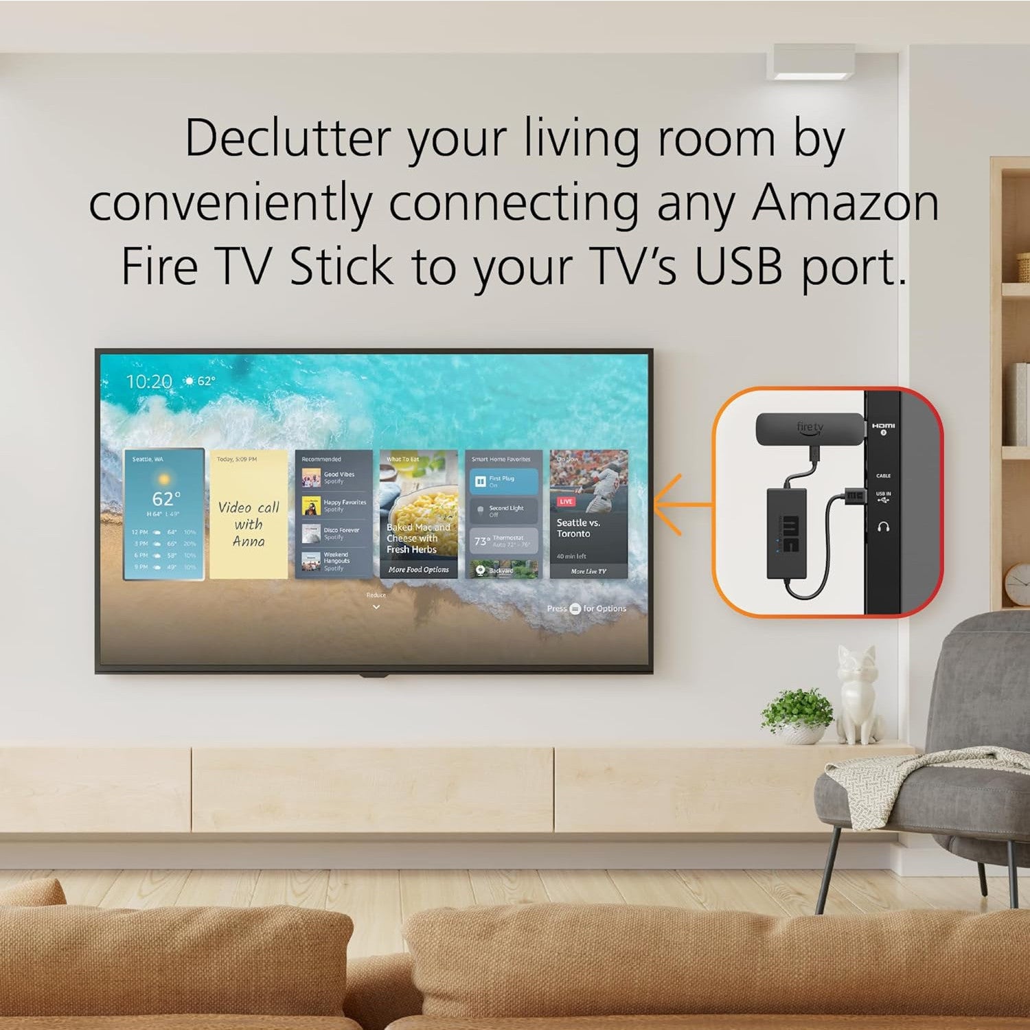 Mission USB Power Cable for Amazon Fire TV Stick – No Adapter Needed