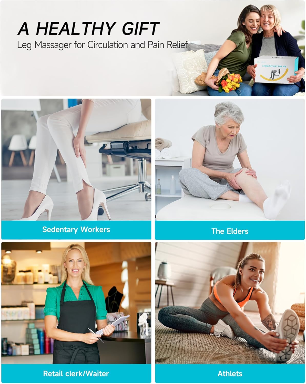 ALLJOY Heated Leg Massager with Compression, 5 Modes, 4 Intensities
