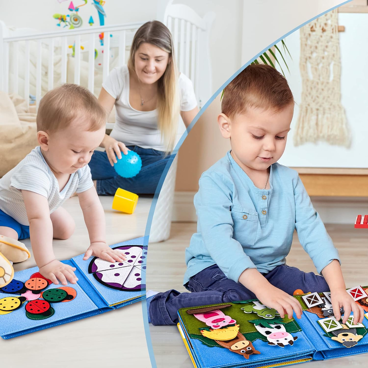 Quiet Book 3D Felt Montessori Busy Book for Preschool Kids