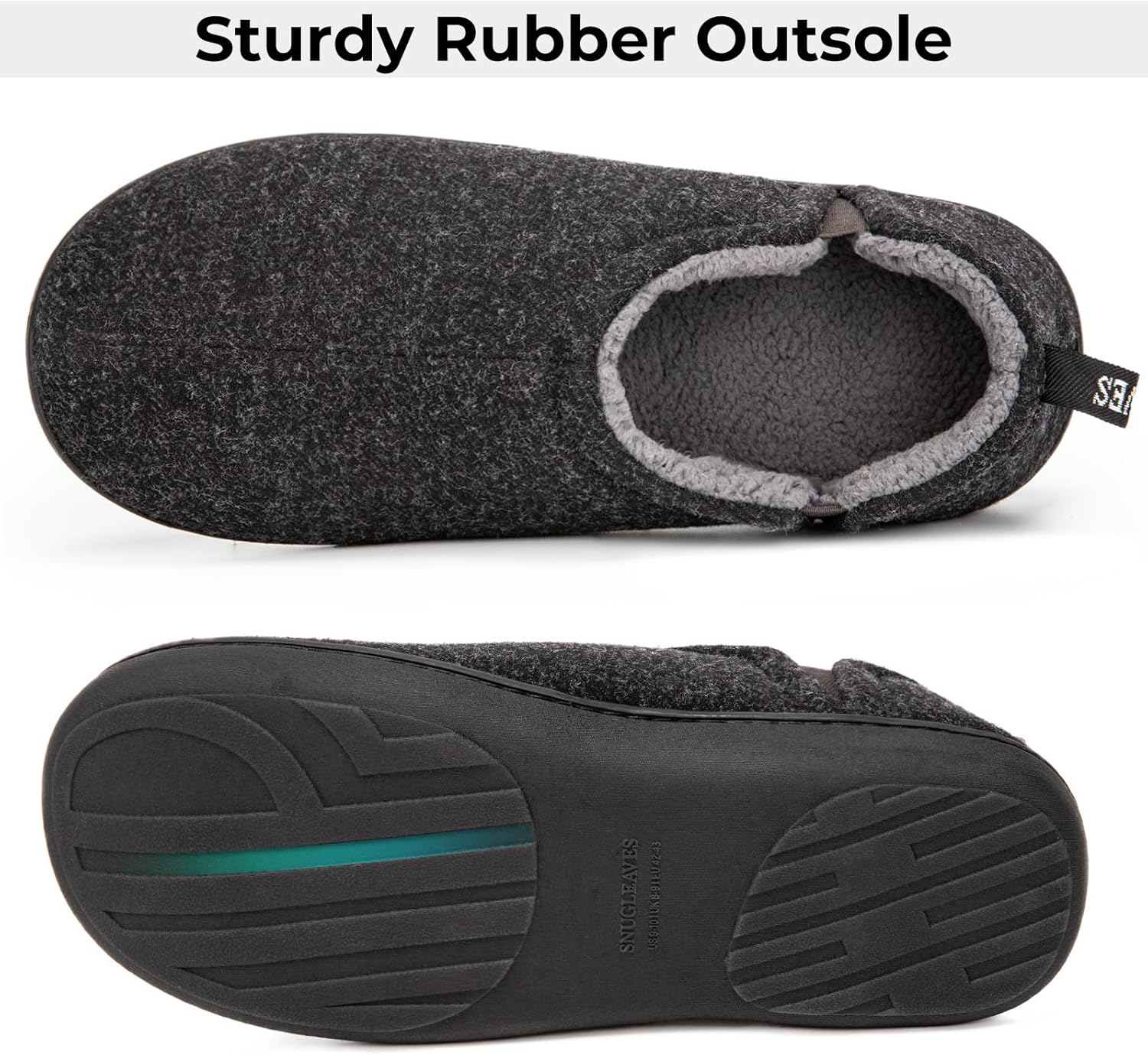 Snug Leaves Men's Faux Wool Slippers – Warm Elastic House Shoes