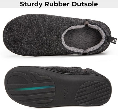 Snug Leaves Men's Faux Wool Slippers – Warm Elastic House Shoes