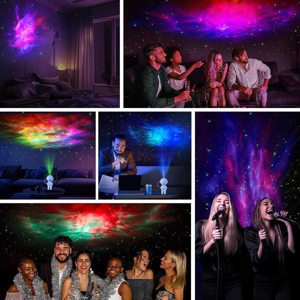 BCGA Astronaut Star Projector Galaxy LED Night Light with Remote