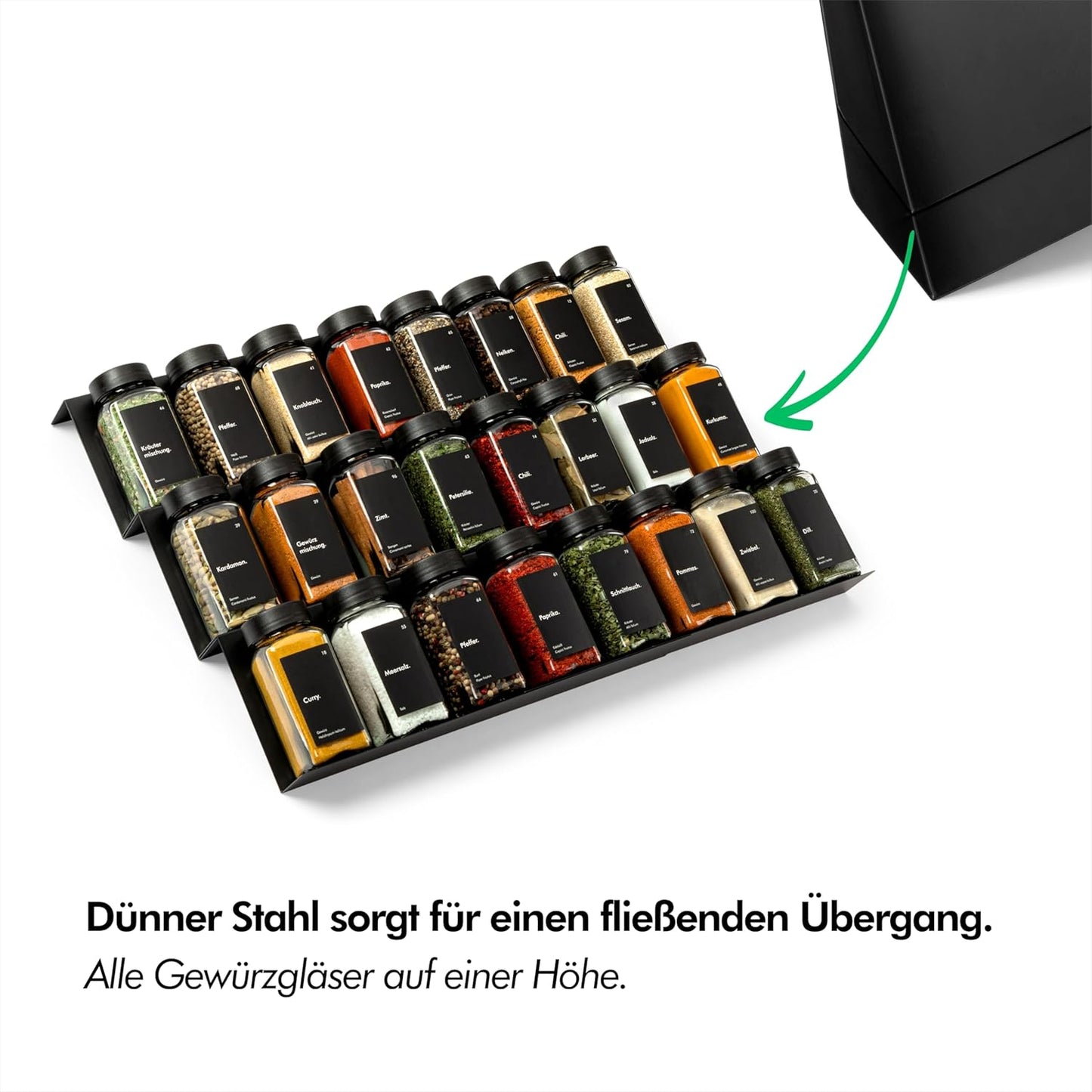 Adjustable KIVY 3‑Tier Spice Rack Drawer Insert for Kitchen