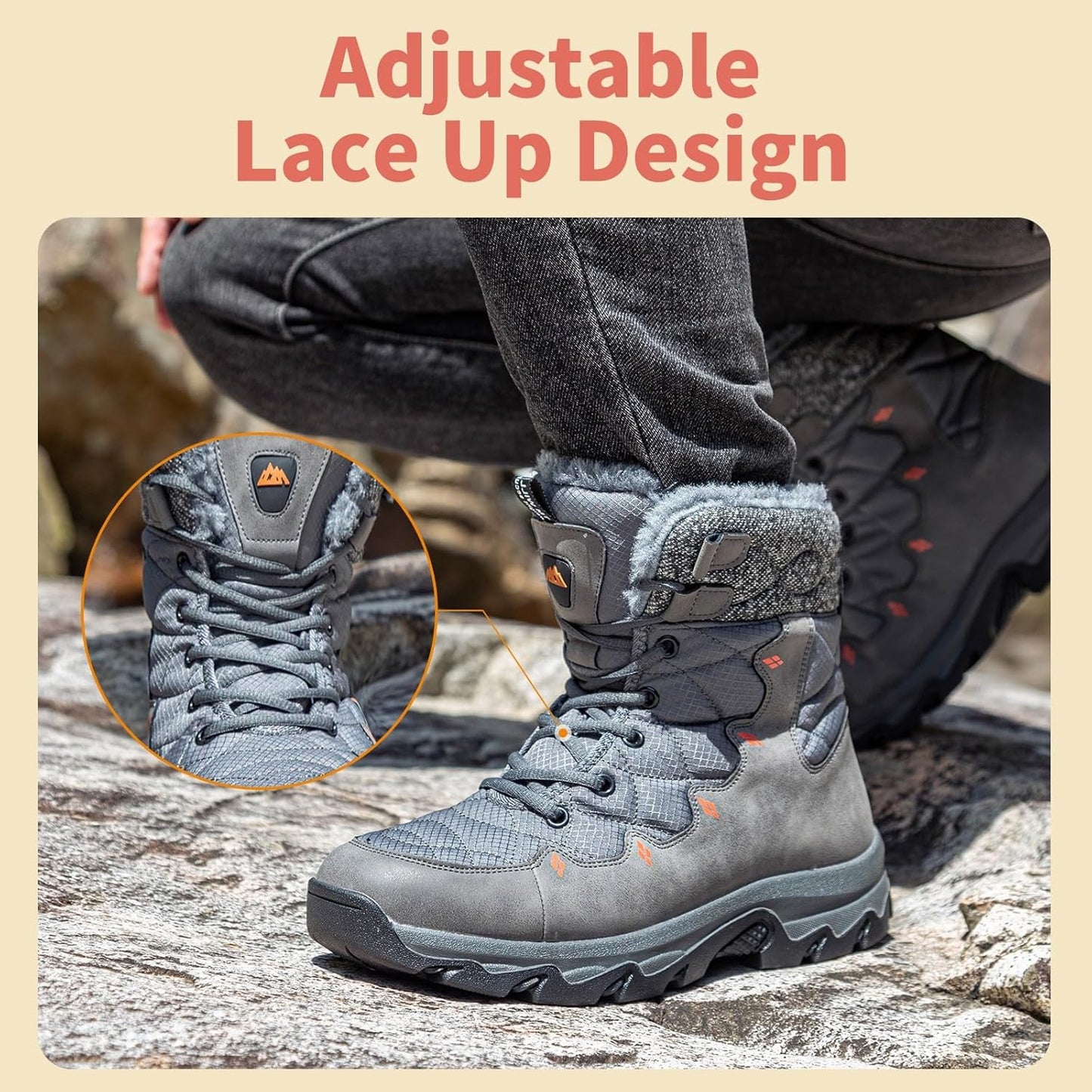 Men's Waterproof Snow Boots with Fur Lining and Anti‑Slip Grip