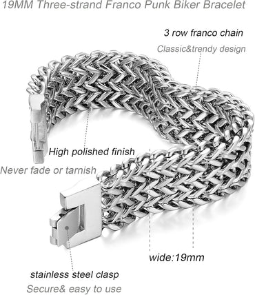 LOYALLOOK 19MM Stainless Steel Cuban Curb Link Men's Bracelet