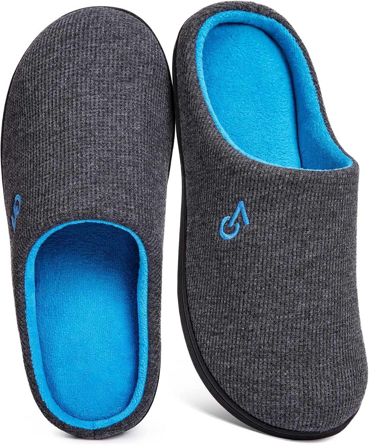 VeraCosy Men's Two-Tone Memory Foam Slippers with Plush Fleece