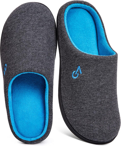 VeraCosy Men's Two-Tone Memory Foam Slippers with Plush Fleece