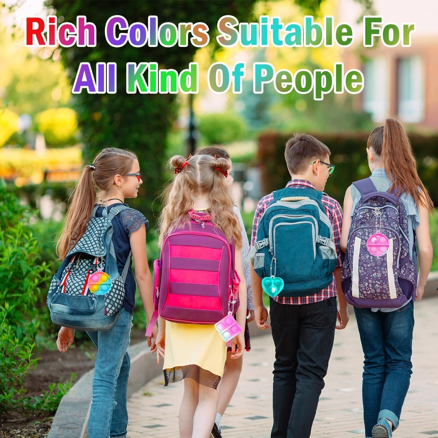 30 Pack Colorful Silicone Fidget Keyring Set for Kids