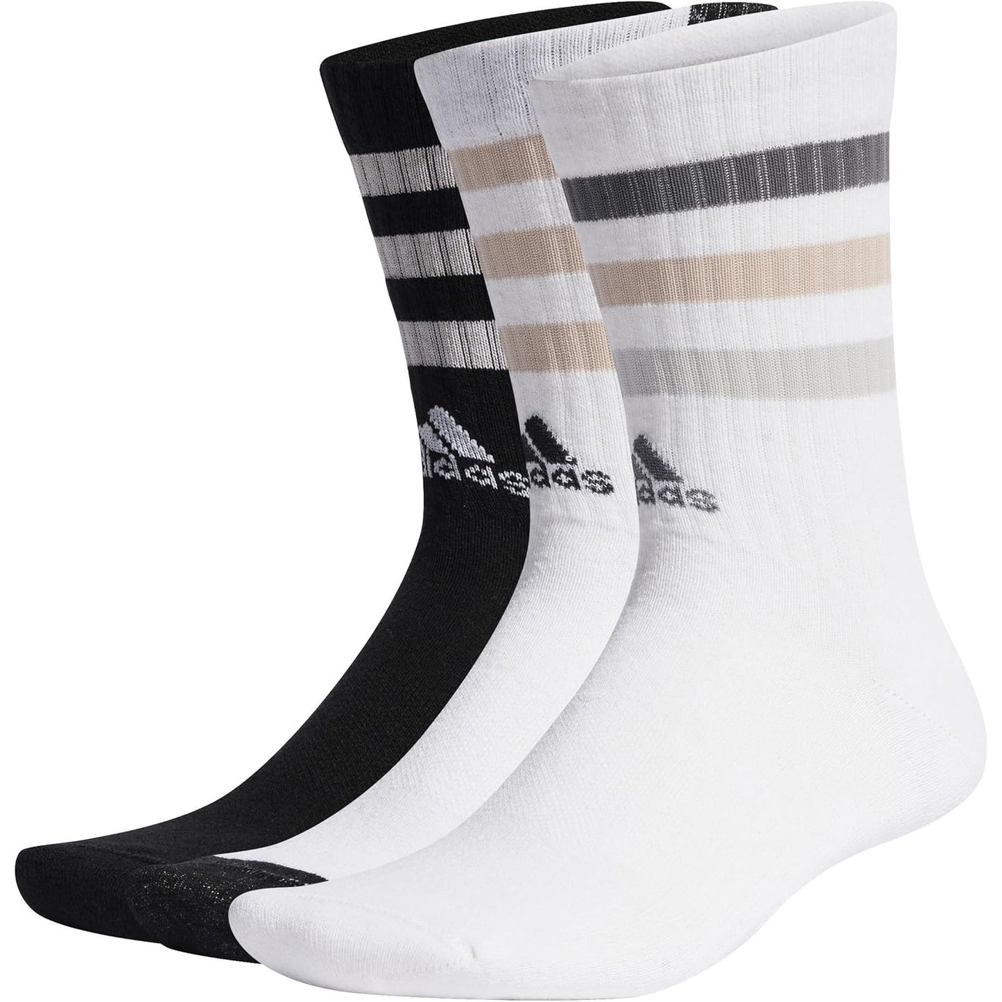 Adidas Unisex Bold 3-Stripes Cushioned Crew Socks 3-Pack