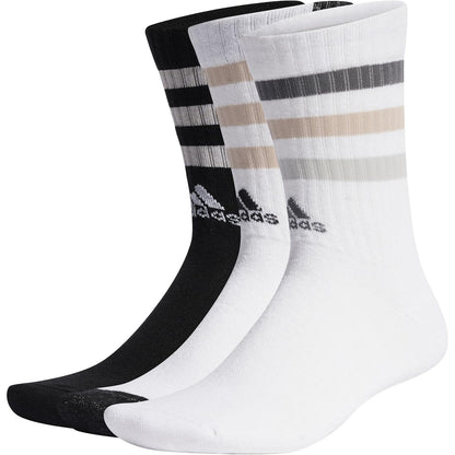 Adidas Unisex Bold 3-Stripes Cushioned Crew Socks 3-Pack