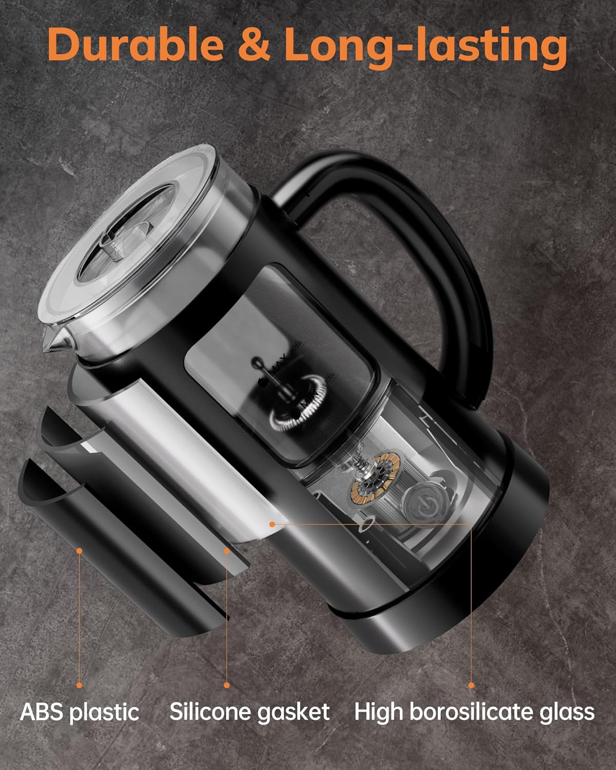 Morpilot 4-in-1 Electric Milk Frother 600 ml Black Glass