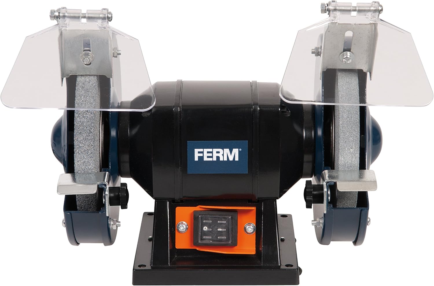 FERM BGM1019 Double Grinding Machine 150W 150mm with P36 & P60 Sharpening Stones, Spark Arrester, Alloy Steel