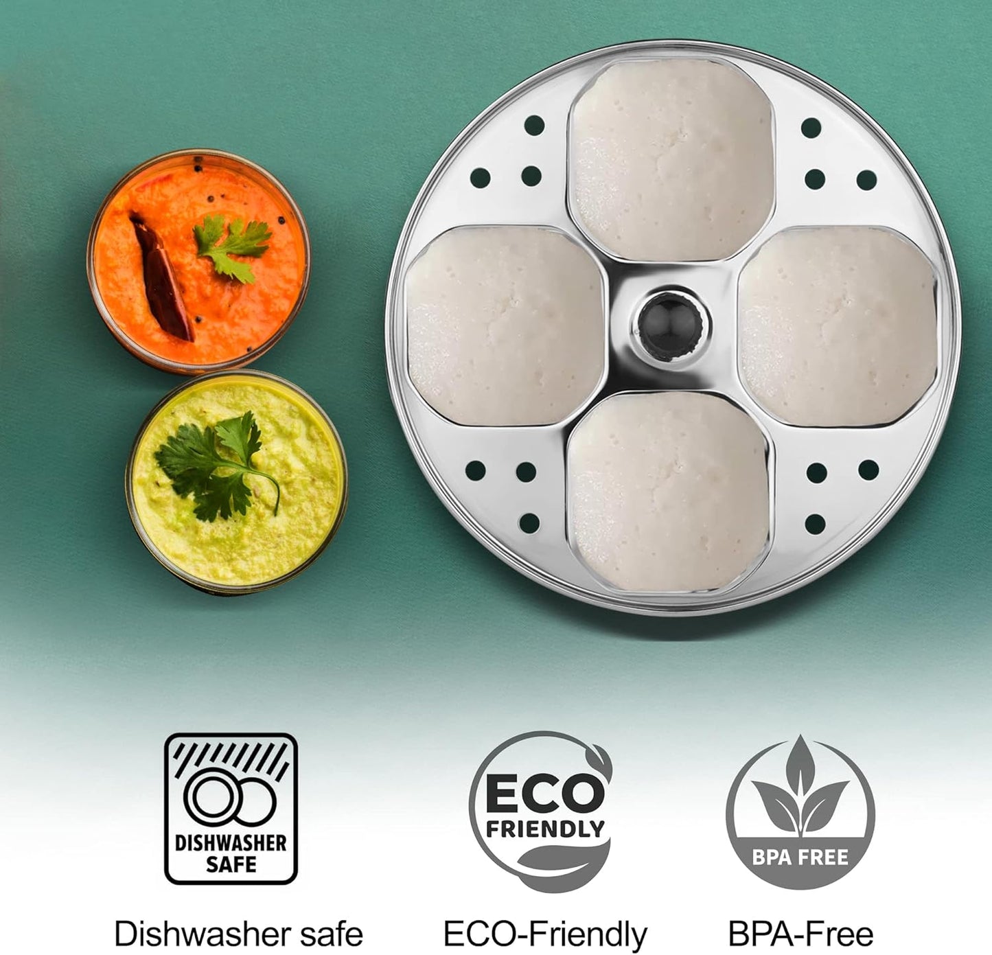 KSJONE Stainless Steel Idli Stand 4-Plate Square