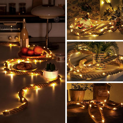 Litinliv 3m LED Hemp Rope Fairy Lights, 60 LEDs Remote