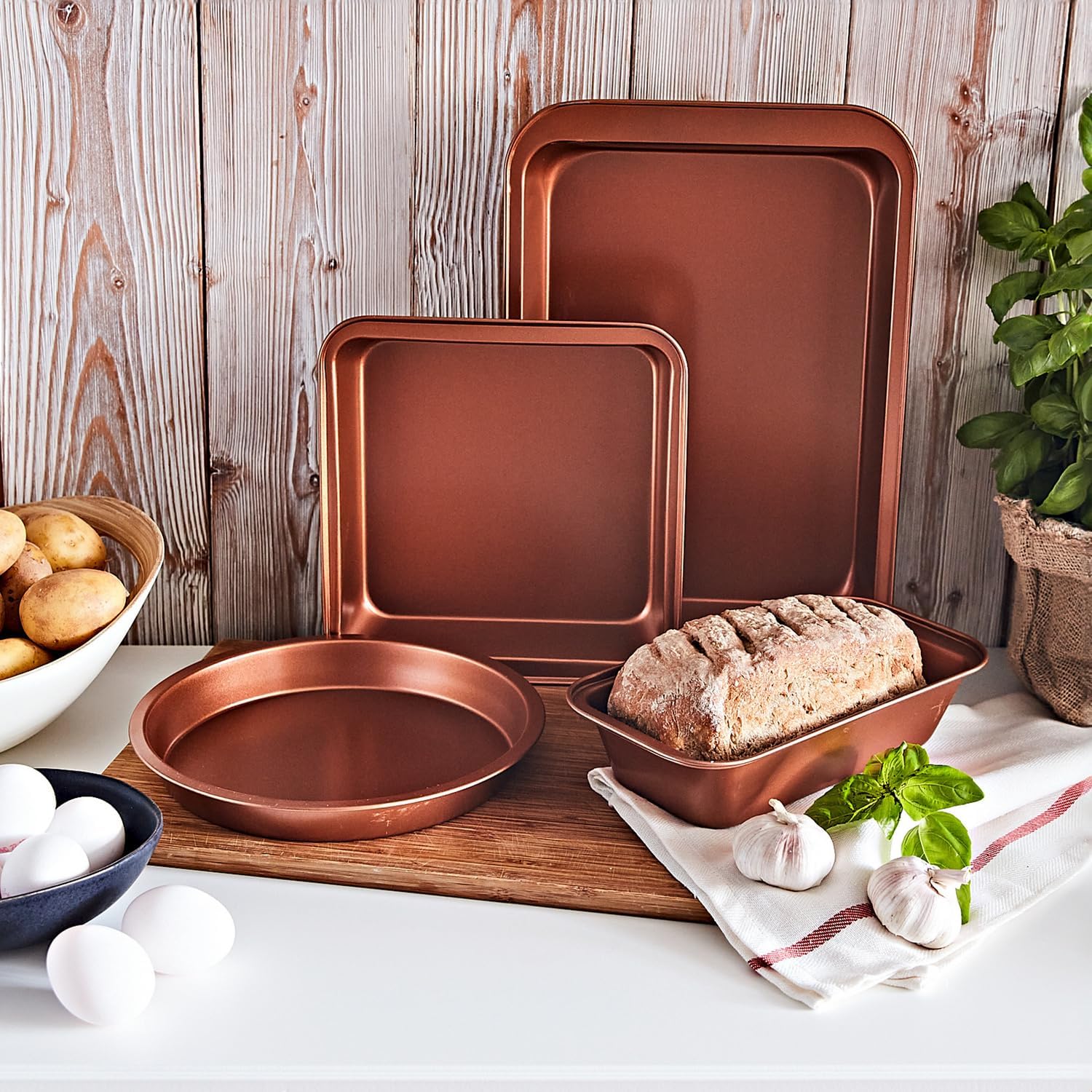 Basilico 4-Piece Carbon Steel Nonstick Baking Pan Set with Ceramic Reinforced Coating