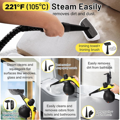 AKPIAN Handheld Pressurized Steam Cleaner with 10-Accessory Set