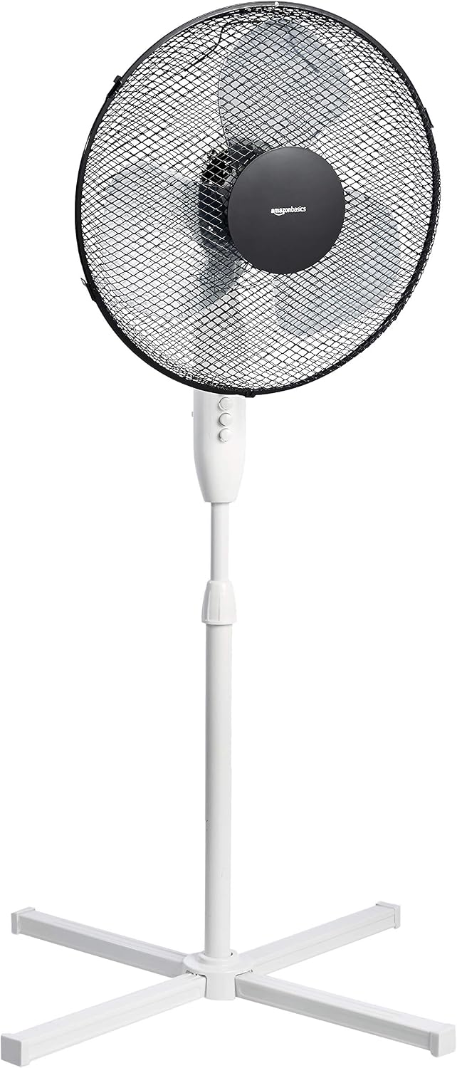 Amazon Basics Oscillating Fan with Stand, 3 Speed, 40W, Black