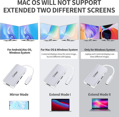 Intpw USB-C to HDMI VGA Adapter 4K HDMI 1080P VGA USB 3.0 PD 100W Charging for MacBook Pro Air iPad Pro Dell XPS Thunderbolt 3