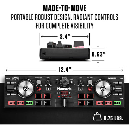 Numark DJ2GO2 Touch Compact Portable DJ Controller with Serato Lite