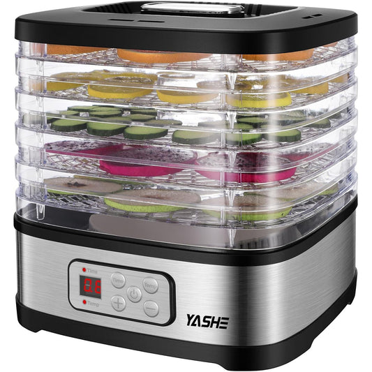 YASHE GGJ-261B 5‑Tray Food Dehydrator with LED Display, 35‑70°C Temperature Range, 72‑Hour Timer