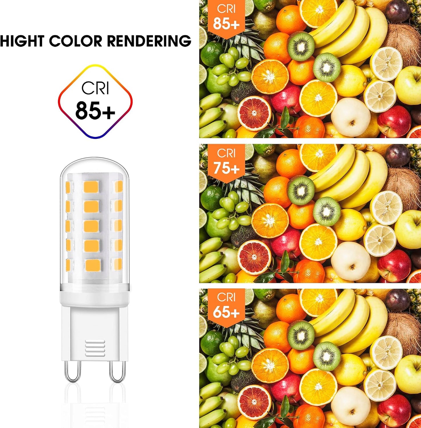 Fulighture G9 LED Bulbs 6-Pack 4 W Warm White 3000K Ceramic Energy Saving Non-Dimmable