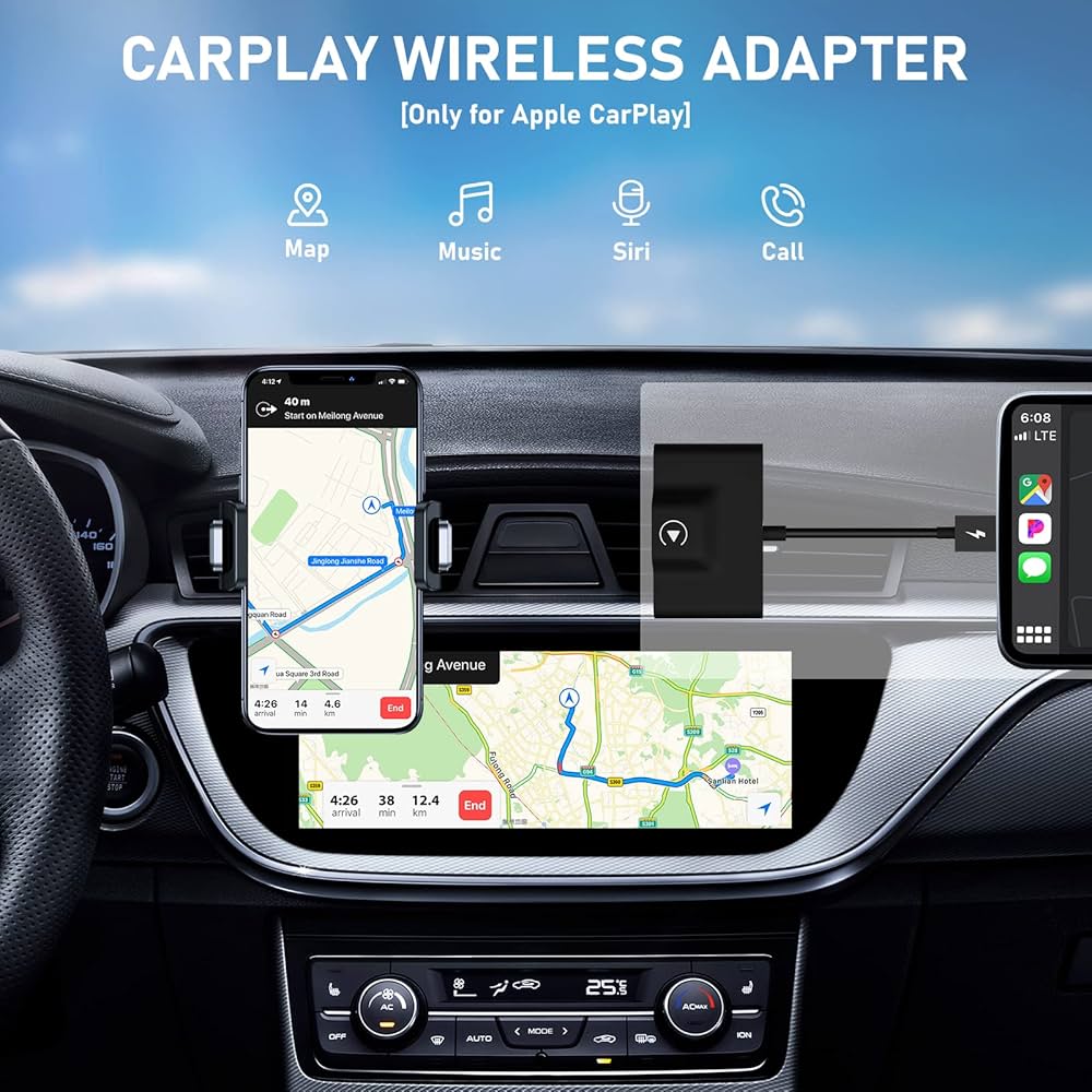 2024 Wireless CarPlay Adapter: Converts Wired to Wireless, Easy Plug & Play