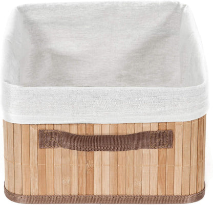 Compactor Natural Bamboo & Metal Foldable Rectangular Laundry Basket