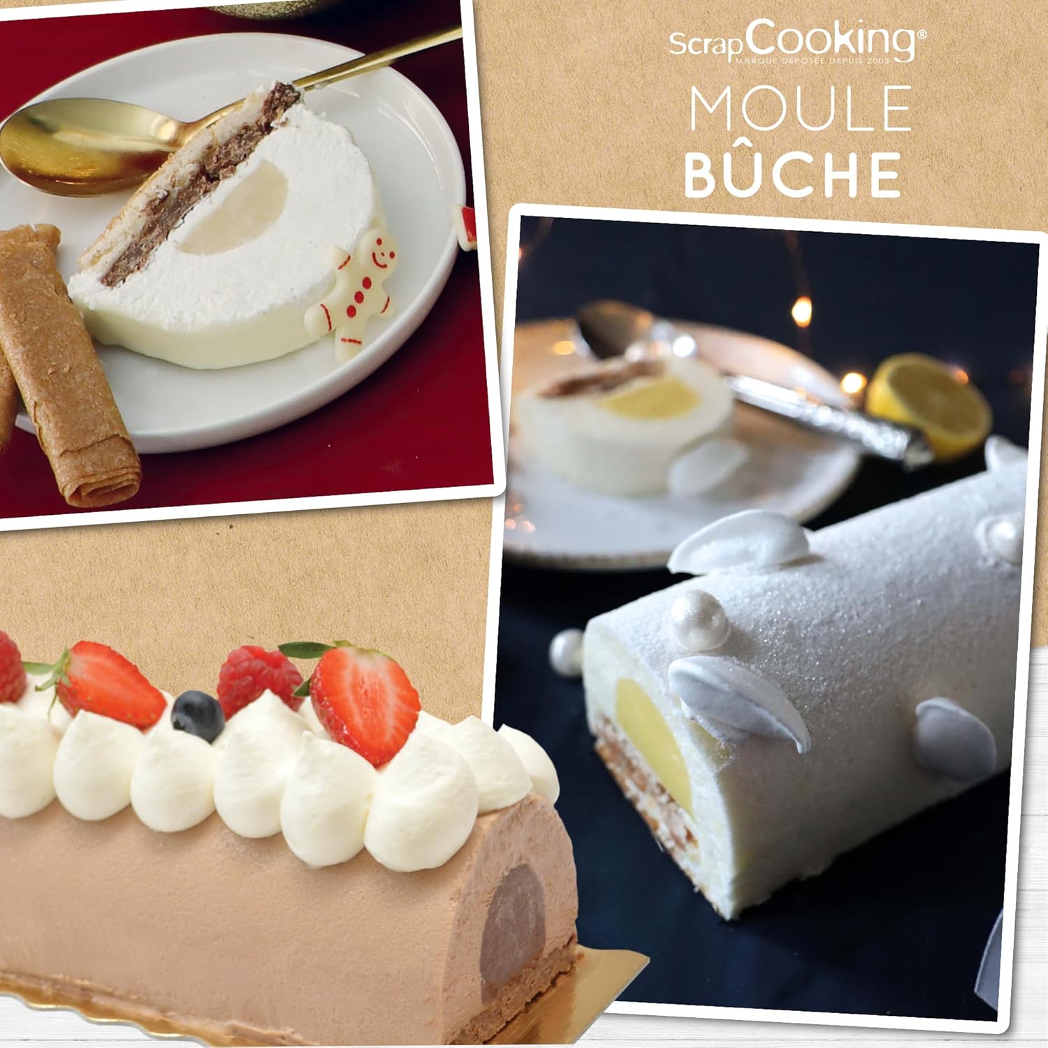 ScrapCooking 1921 PVC Log Mould – White, 13 x 4.5 x 2.5 in Reusable Baking Pan