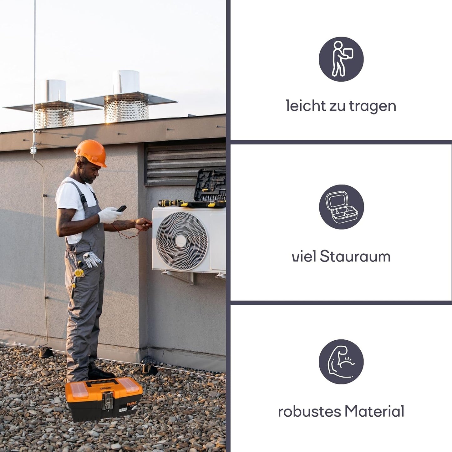 Perel 13‑inch Plastic Tool Box with Metal Latch