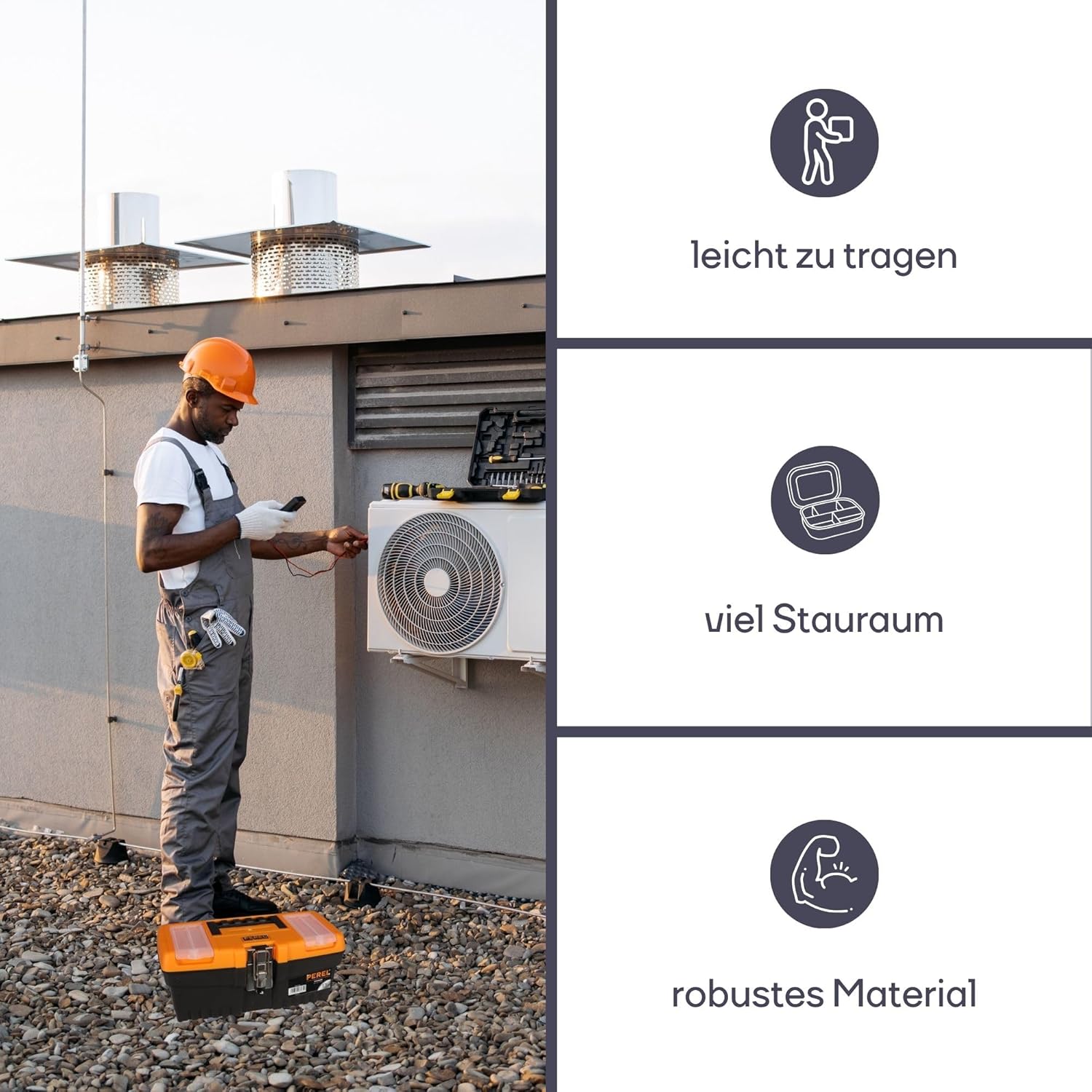 Perel 13‑inch Plastic Tool Box with Metal Latch