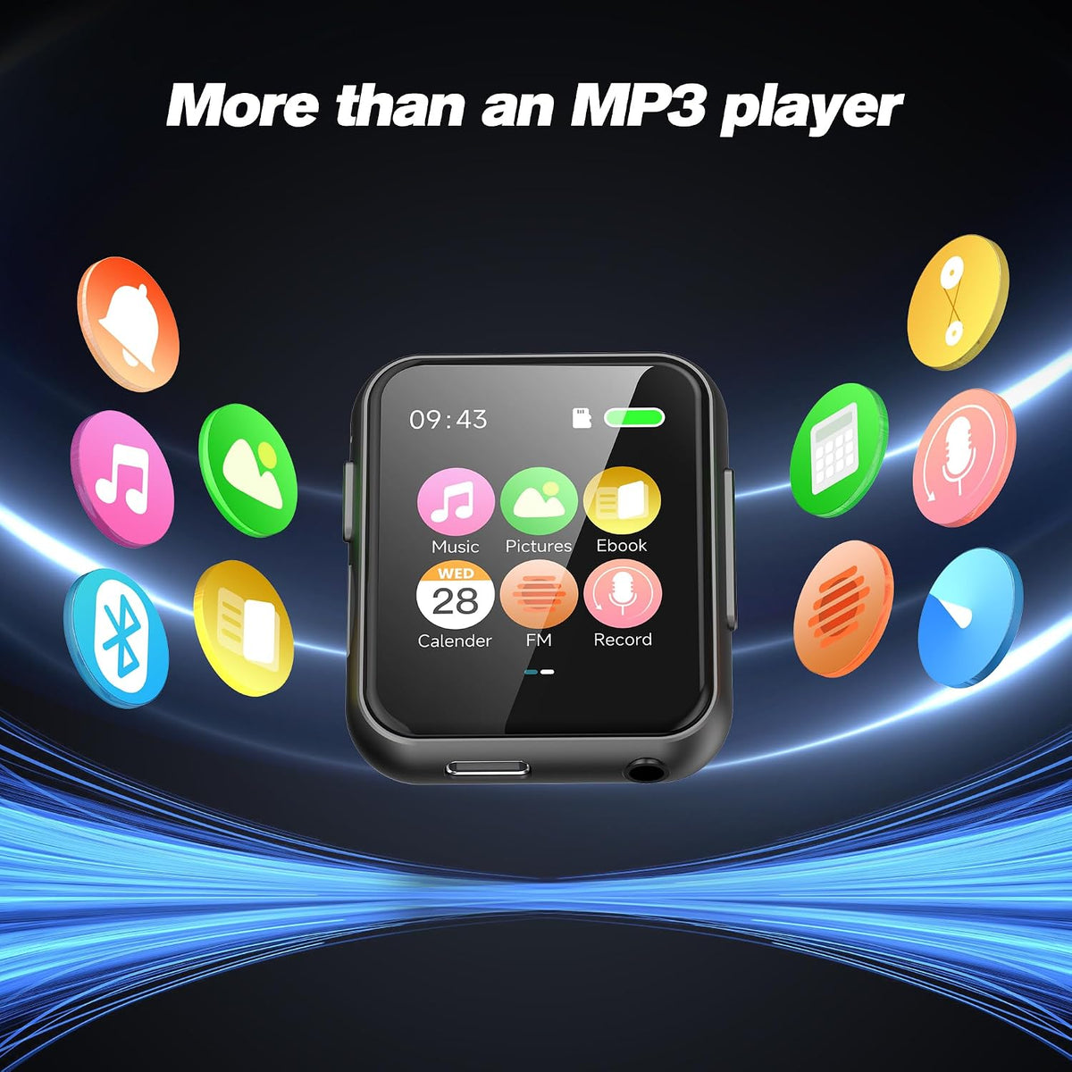 128GB Portable Bluetooth MP3 Player with 2" Touchscreen M01