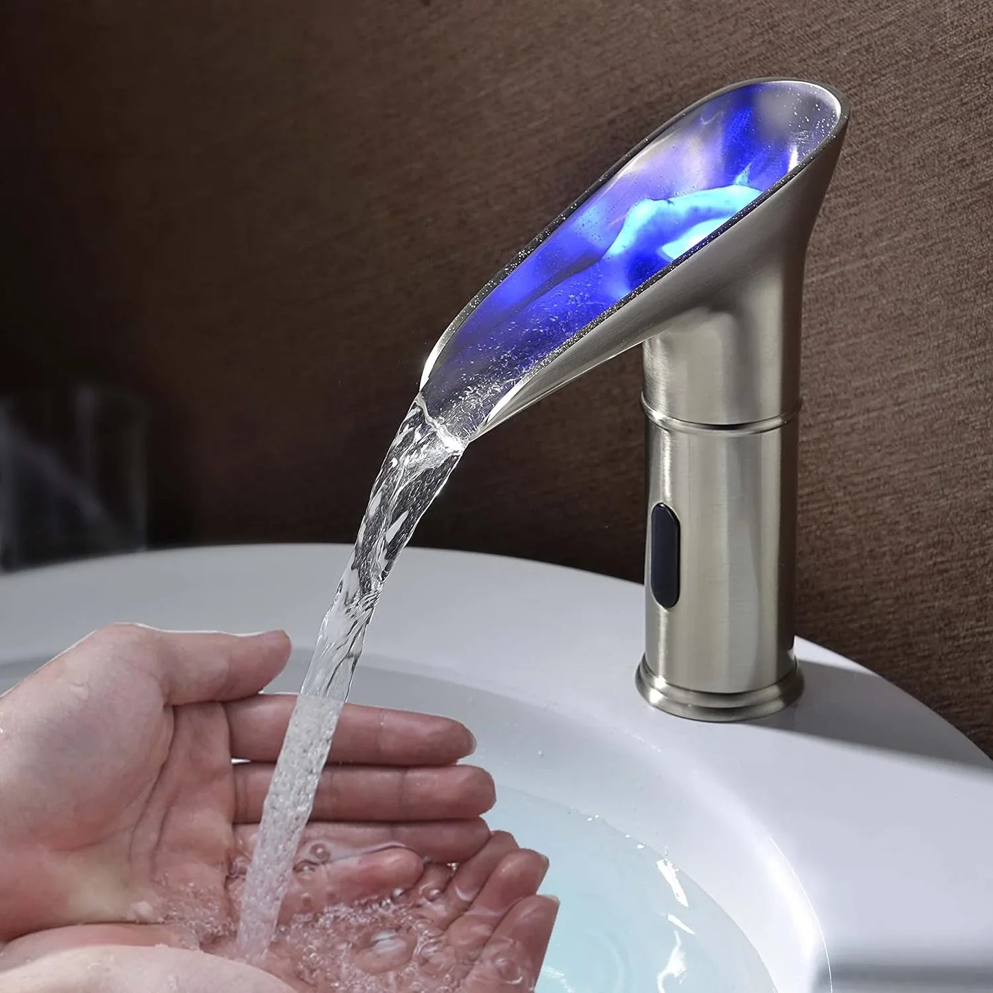 Gangang Brushed Nickel Touchless Waterfall Faucet - Hot & Cold - Gomix Brands Outlet