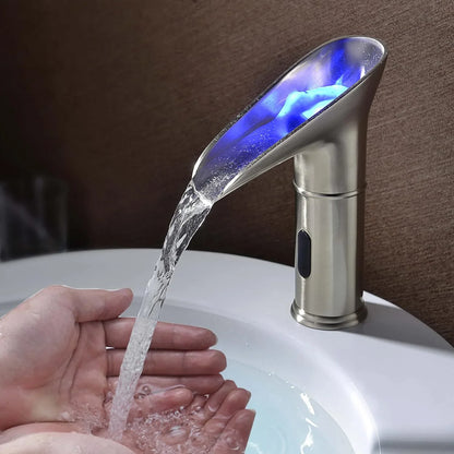 Gangang Brushed Nickel Touchless Waterfall Faucet - Hot & Cold - Gomix Brands Outlet