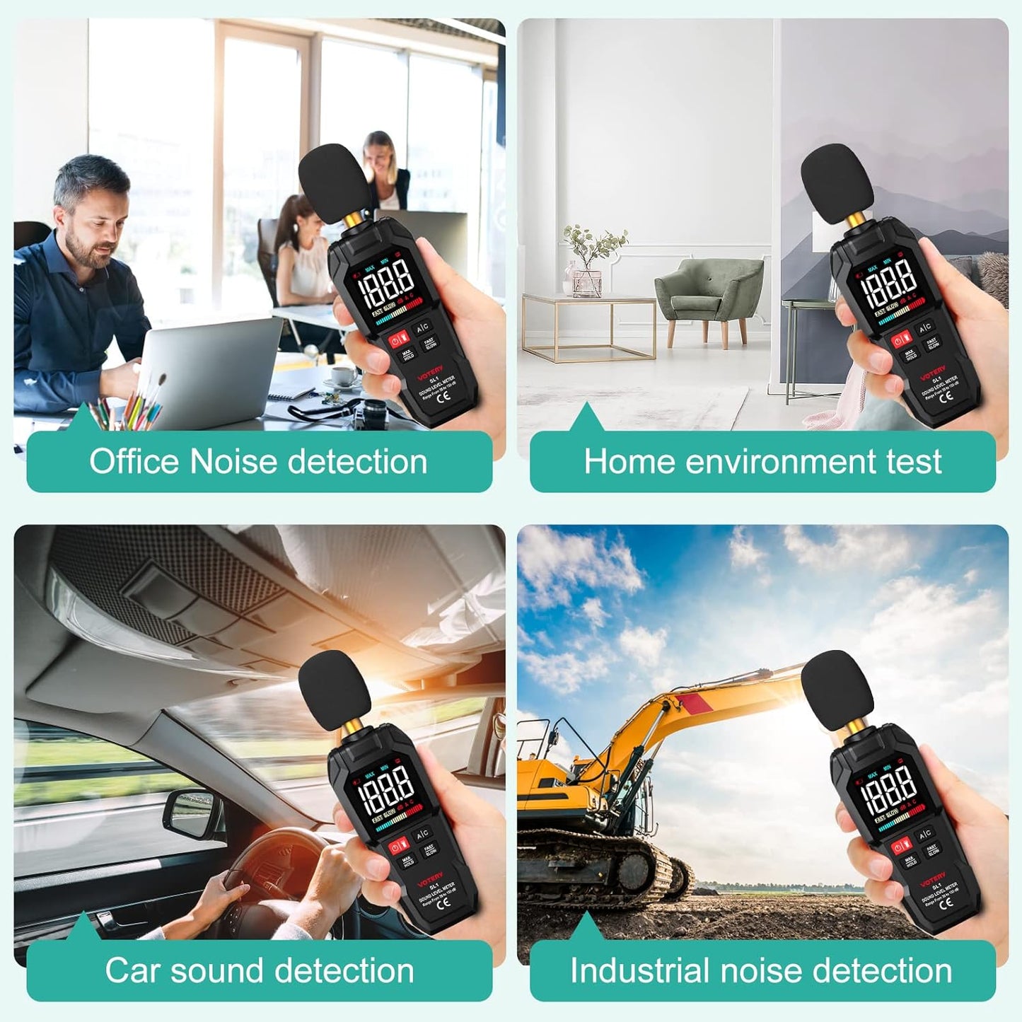 Votery Portable Digital Decibel Meter 30-130 dB A/C Weighted